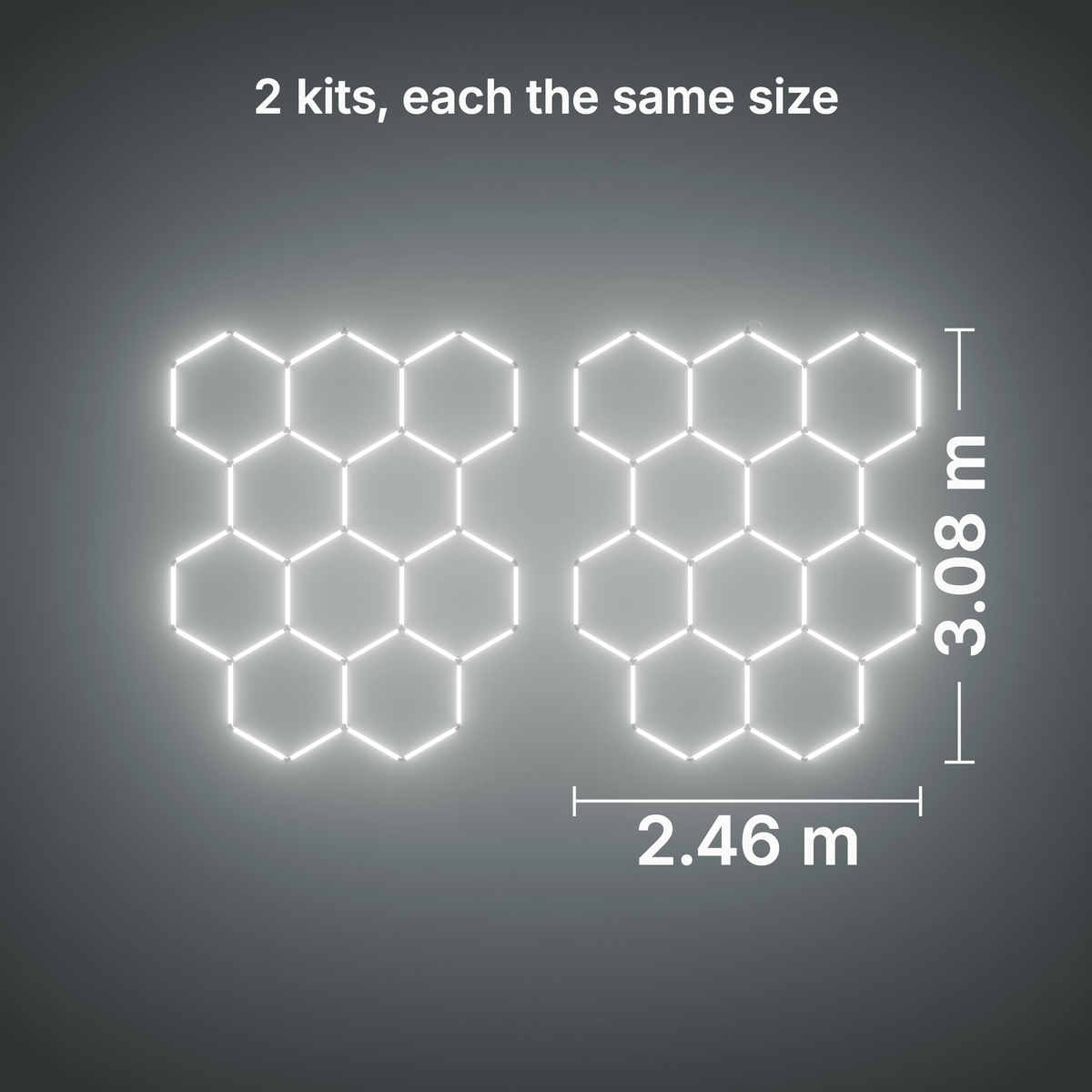 ULTRABEAM LED Light Kit Hex Classic 10-Grid B, pack of 2, no border: its size, measured