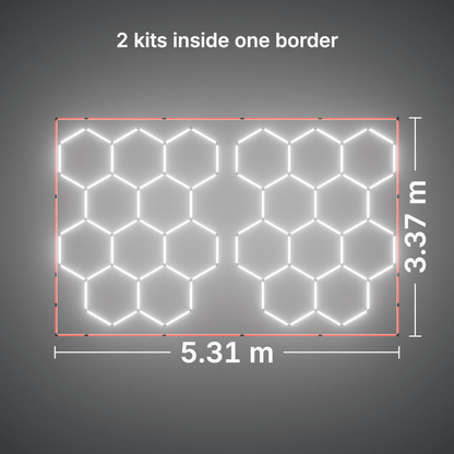 ULTRABEAM LED Light Kit Hex Classic 10-Grid B, pack of 2, Red border: its size, measured
