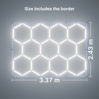 ULTRABEAM LED Light Kit Hex Classic 11-Grid C, Blue border: its size, measured