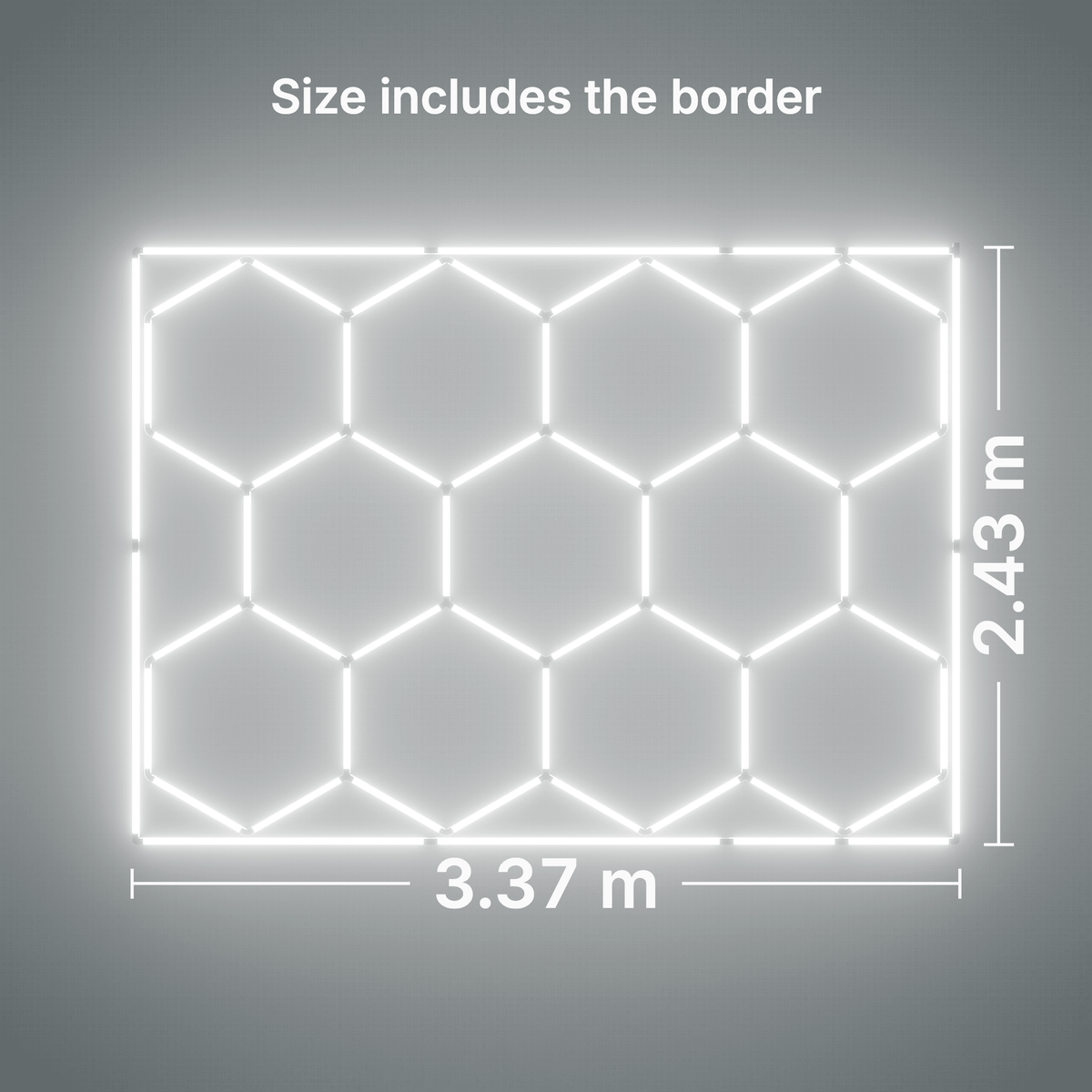ULTRABEAM LED Light Kit Hex Classic 11-Grid C, Cool Daylight border: its size, measured