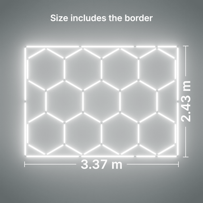 ULTRABEAM LED Light Kit Hex Classic 11-Grid C, Cool Daylight border: its size, measured