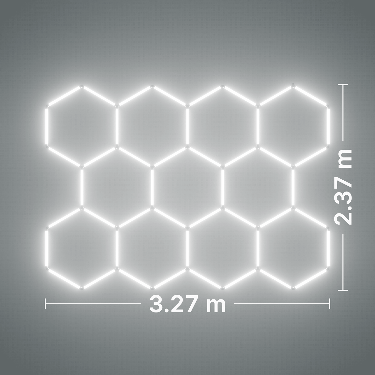ULTRABEAM LED Light Kit Hex Classic 11-Grid C, no border: its size, measured