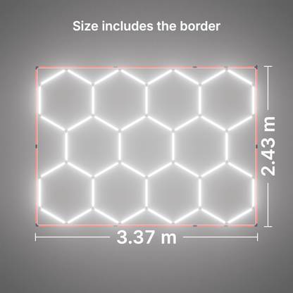 ULTRABEAM LED Light Kit Hex Classic 11-Grid C, Red border: its size, measured