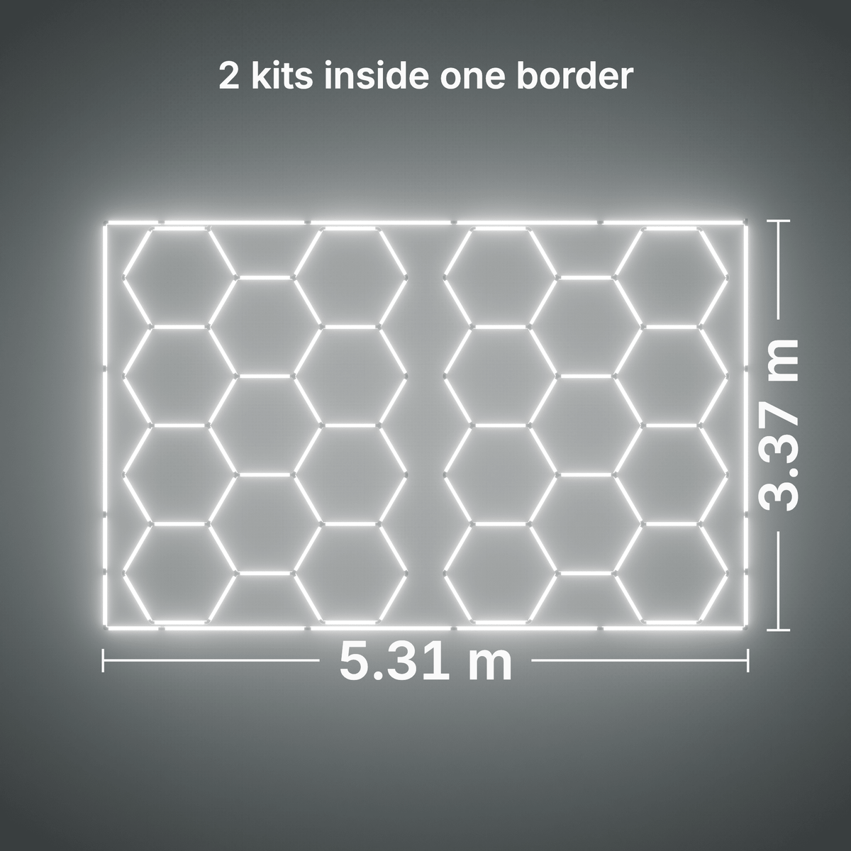 ULTRABEAM LED Light Kit Hex Classic 11-Grid C, pack of 2, Cool Daylight border: its size, measured