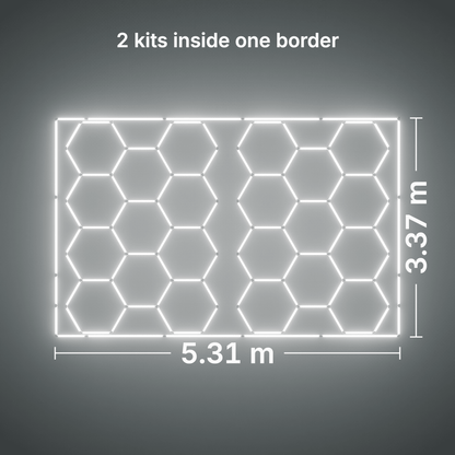 ULTRABEAM LED Light Kit Hex Classic 11-Grid C, pack of 2, Cool Daylight border: its size, measured