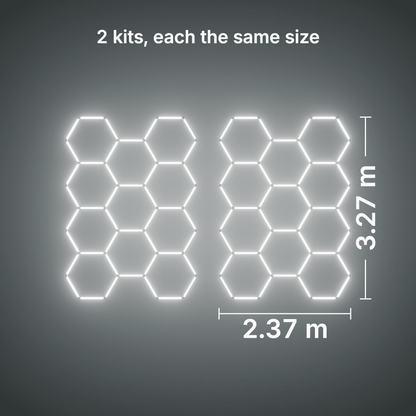 ULTRABEAM LED Light Kit Hex Classic 11-Grid C, pack of 2, no border: its size, measured