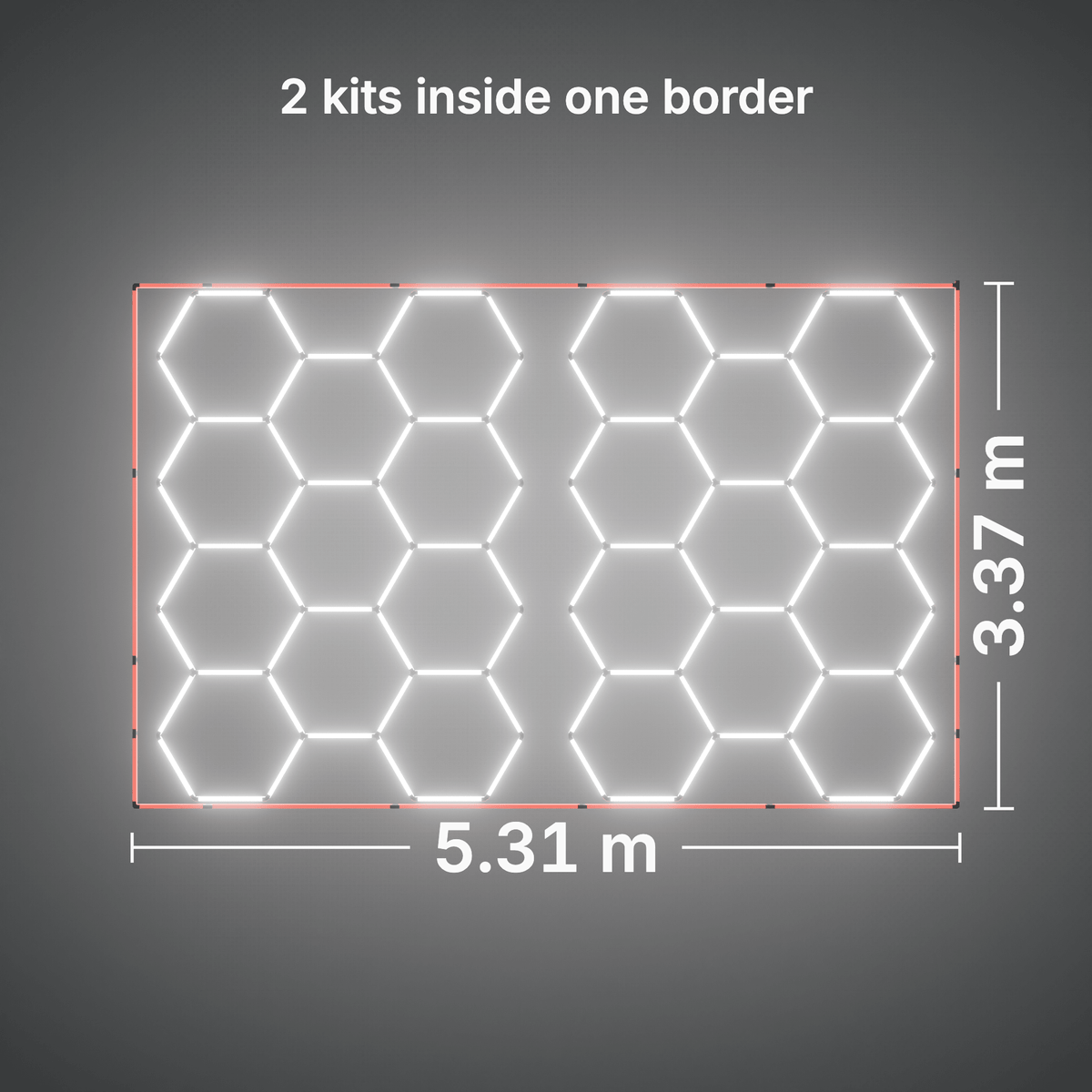 ULTRABEAM LED Light Kit Hex Classic 11-Grid C, pack of 2, Red border: its size, measured