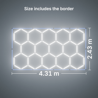 ULTRABEAM LED Light Kit Hex Classic 14-Grid C, Blue border: its size, measured
