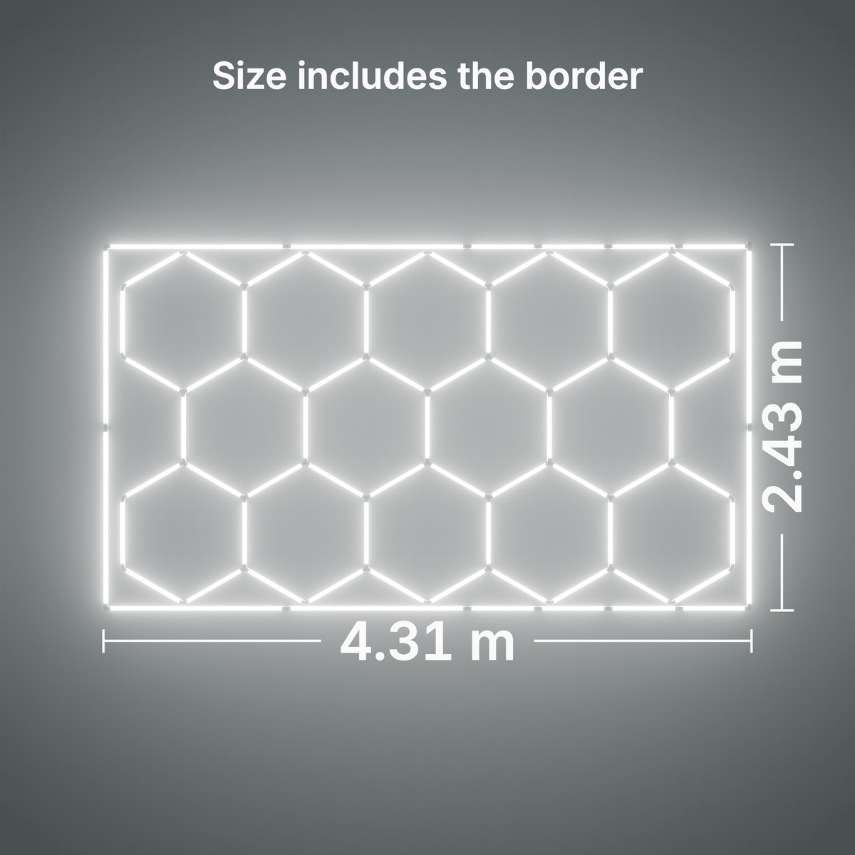 ULTRABEAM LED Light Kit Hex Classic 14-Grid C, Cool Daylight border: its size, measured