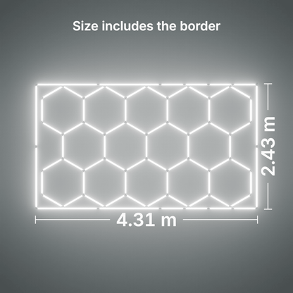 ULTRABEAM LED Light Kit Hex Classic 14-Grid C, Cool Daylight border: its size, measured