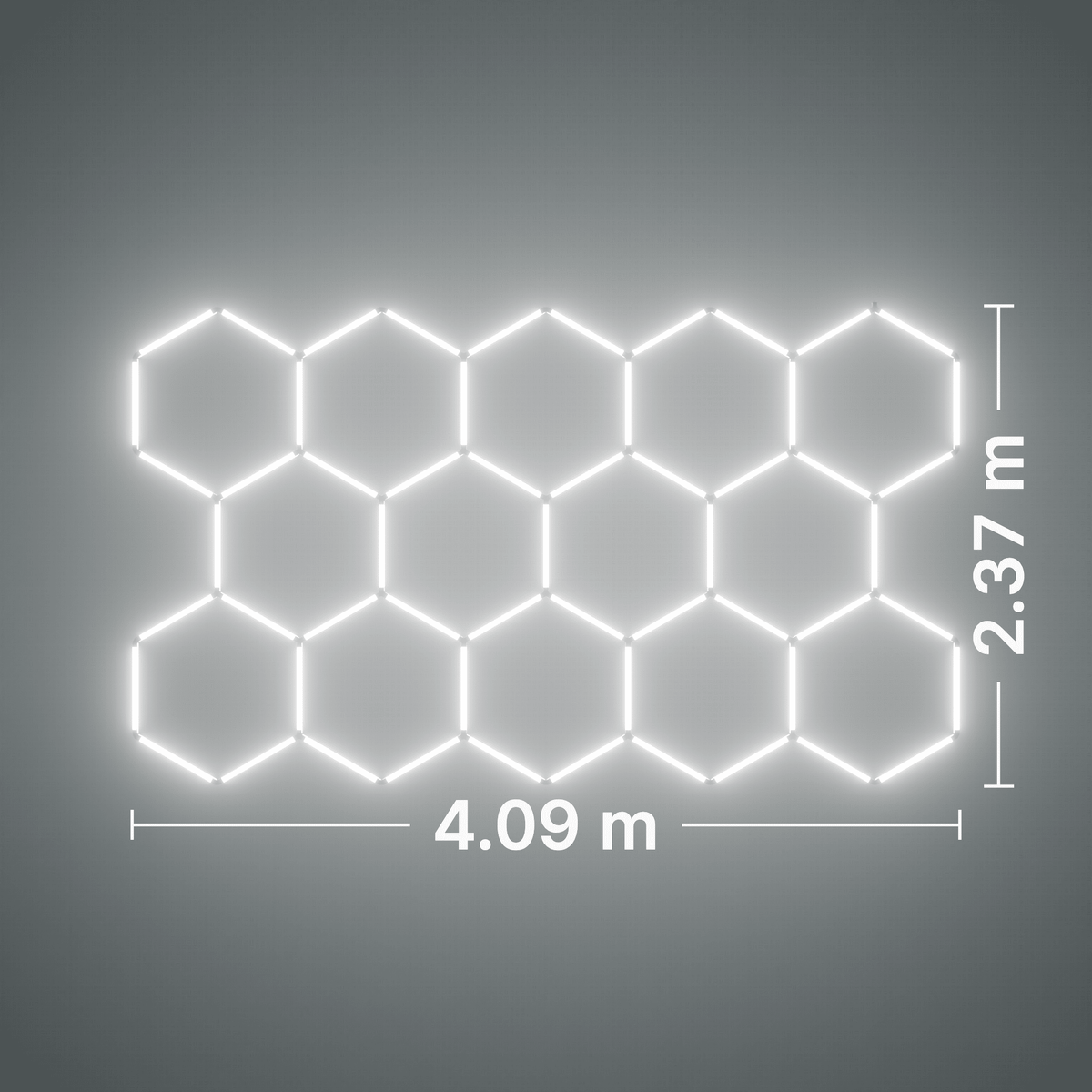 ULTRABEAM LED Light Kit Hex Classic 14-Grid C, no border: its size, measured
