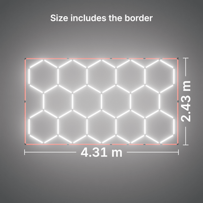 ULTRABEAM LED Light Kit Hex Classic 14-Grid C, Red border: its size, measured