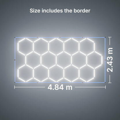 ULTRABEAM LED Light Kit Hex Classic 15-Grid D, Blue border: its size, measured
