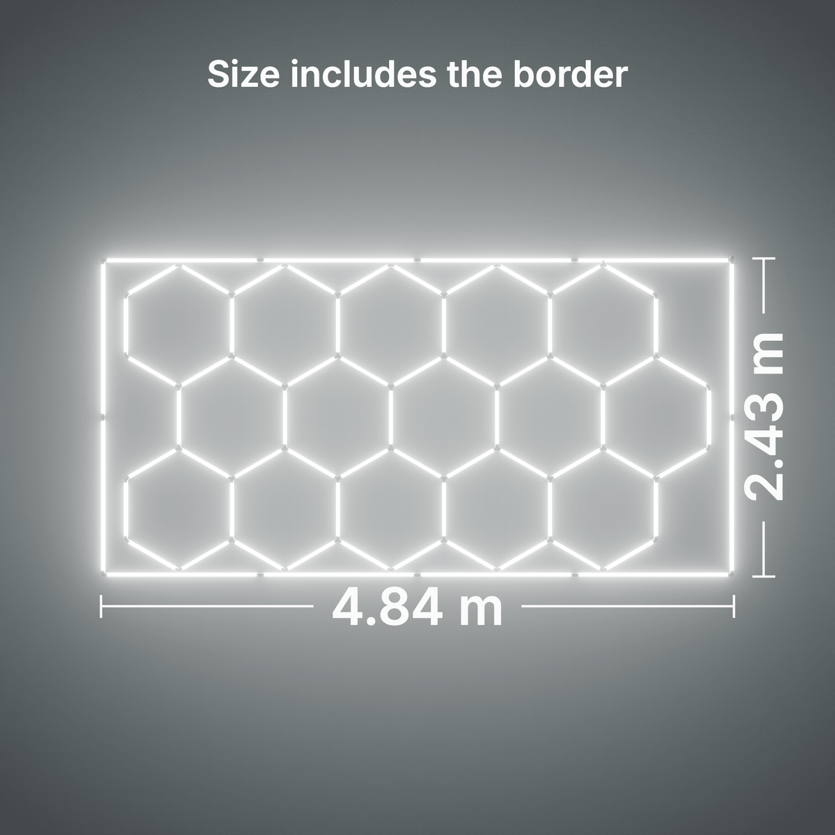 ULTRABEAM LED Light Kit Hex Classic 15-Grid D, Cool Daylight border: its size, measured