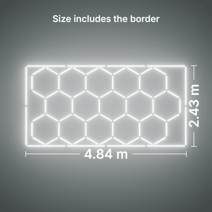 ULTRABEAM LED Light Kit Hex Classic 15-Grid D, Cool Daylight border: its size, measured