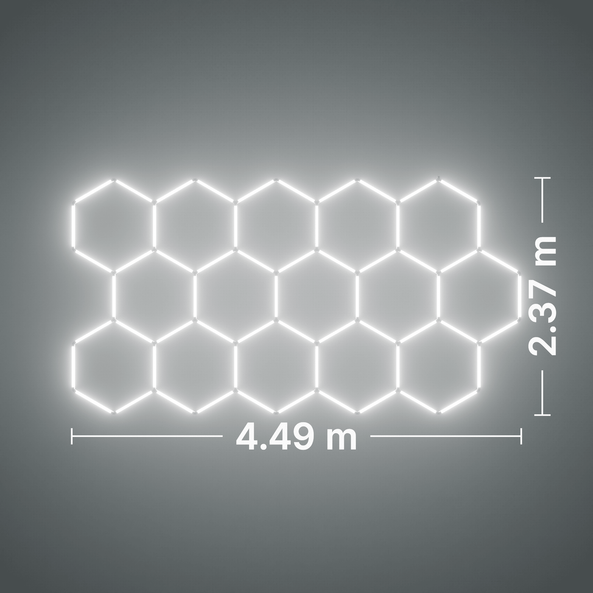 ULTRABEAM LED Light Kit Hex Classic 15-Grid D, no border: its size, measured