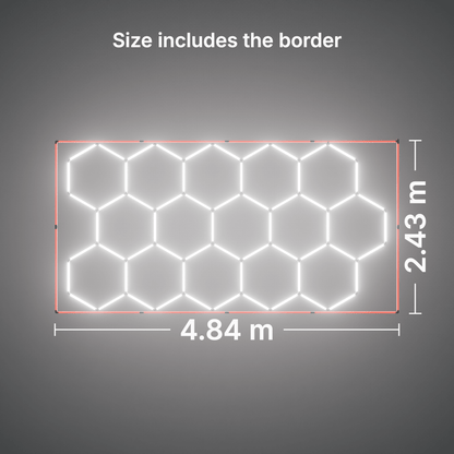 ULTRABEAM LED Light Kit Hex Classic 15-Grid D, Red border: its size, measured