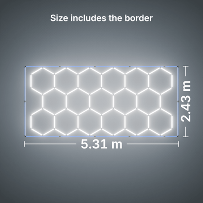 ULTRABEAM LED Light Kit Hex Classic 17-Grid C, Blue border: its size, measured