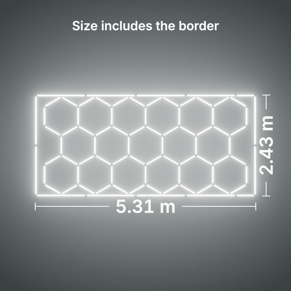 ULTRABEAM LED Light Kit Hex Classic 17-Grid C, Cool Daylight border: its size, measured
