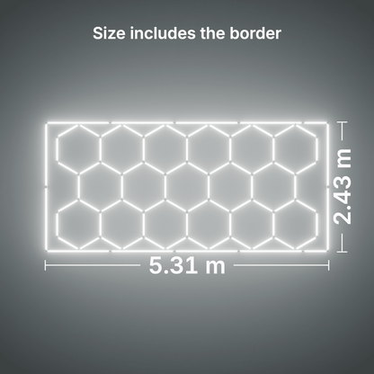 ULTRABEAM LED Light Kit Hex Classic 17-Grid C, Cool Daylight border: its size, measured