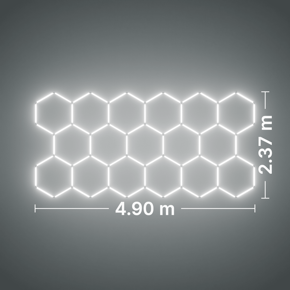 ULTRABEAM LED Light Kit Hex Classic 17-Grid C, no border: its size, measured