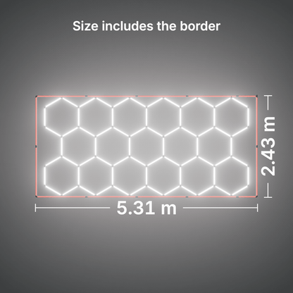 ULTRABEAM LED Light Kit Hex Classic 17-Grid C, Red border: its size, measured