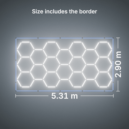 ULTRABEAM LED Light Kit Hex Classic 18-Grid C, Blue border: its size, measured
