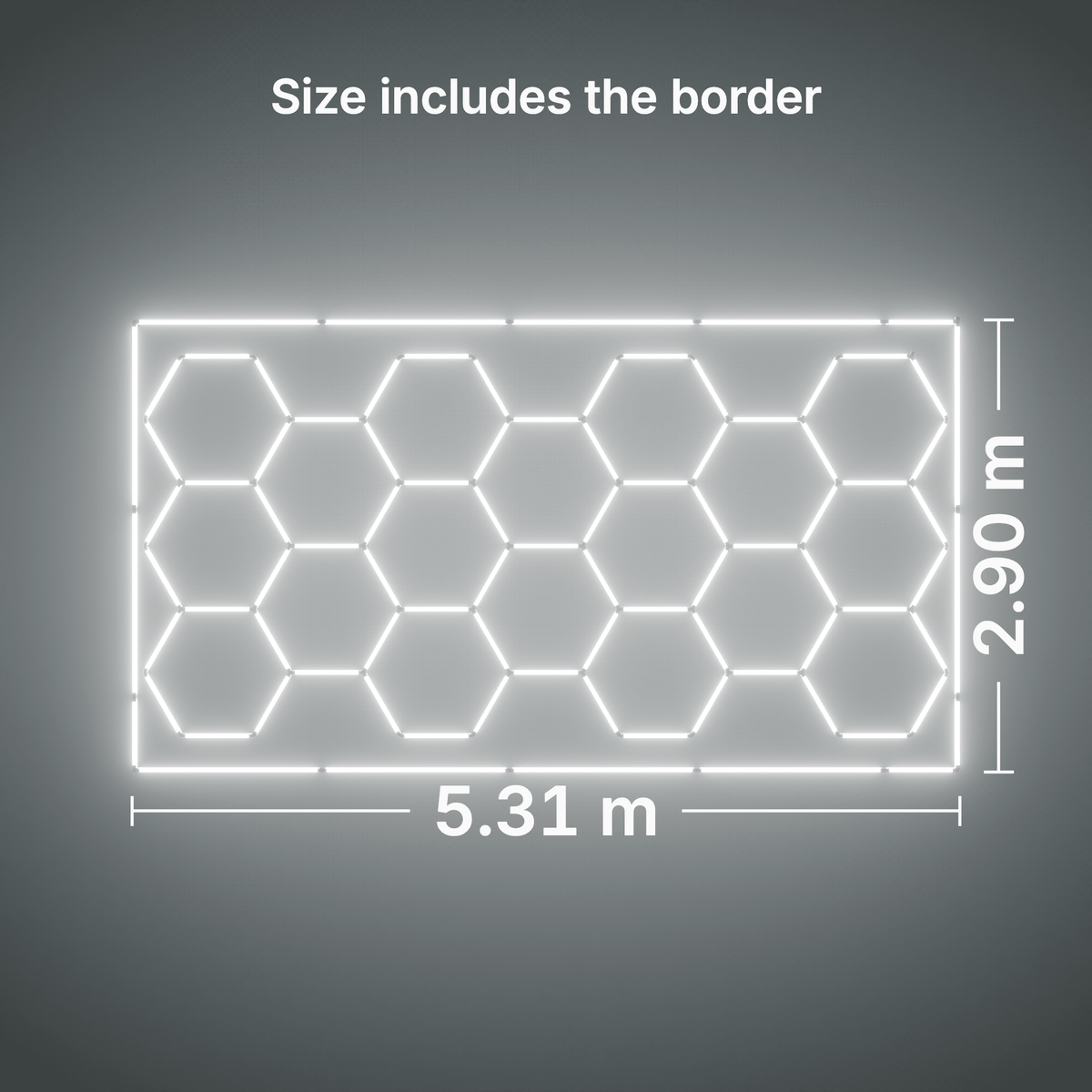 ULTRABEAM LED Light Kit Hex Classic 18-Grid C, Cool Daylight border: its size, measured