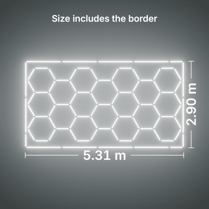 ULTRABEAM LED Light Kit Hex Classic 18-Grid C, Cool Daylight border: its size, measured