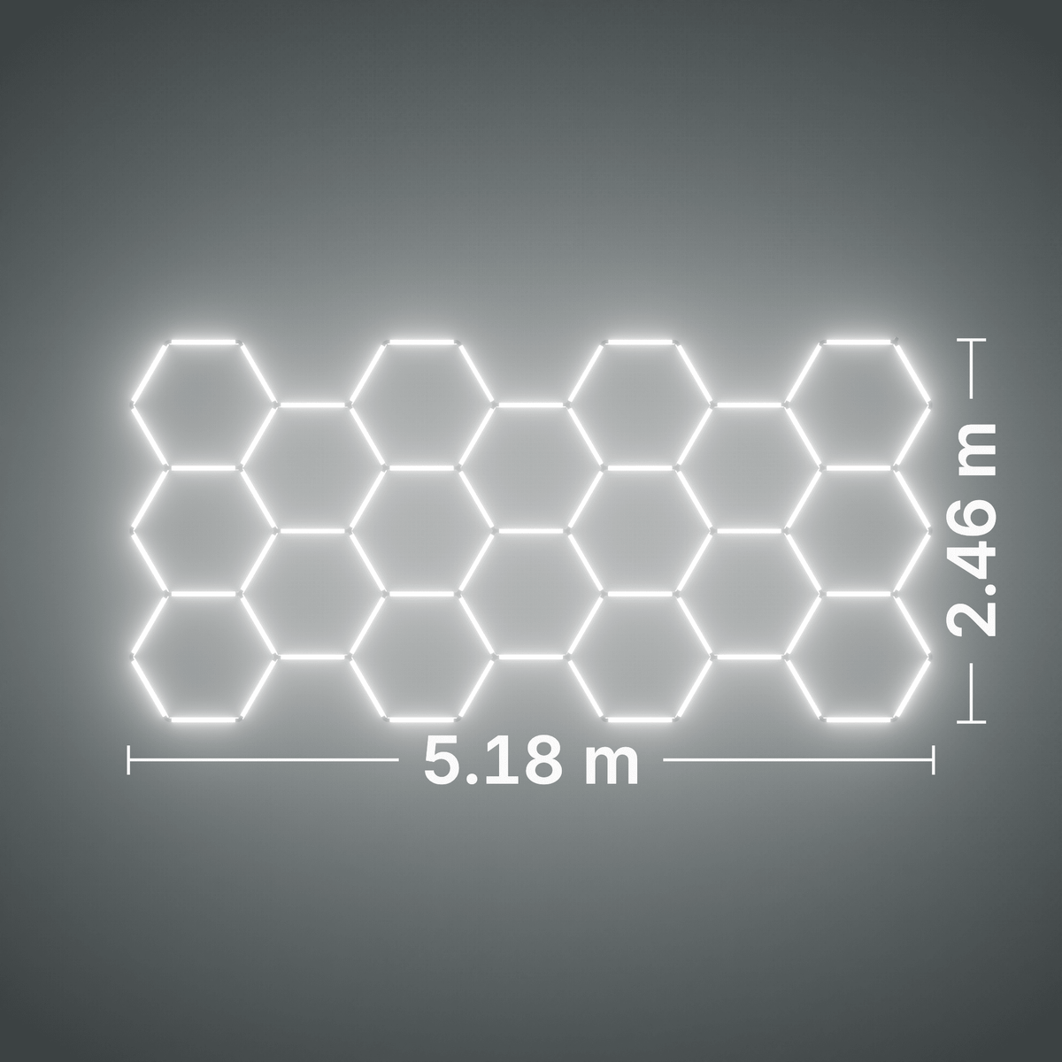 ULTRABEAM LED Light Kit Hex Classic 18-Grid C, no border: its size, measured