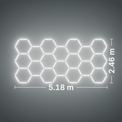 ULTRABEAM LED Light Kit Hex Classic 18-Grid C, no border: its size, measured