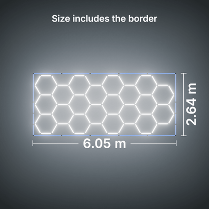 ULTRABEAM LED Light Kit Hex Classic 20-Grid B, Blue border: its size, measured