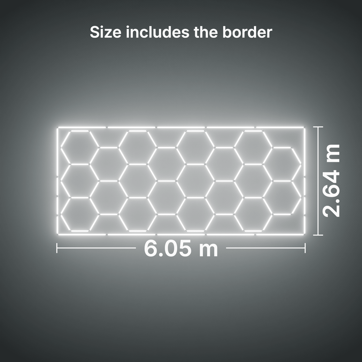 ULTRABEAM LED Light Kit Hex Classic 20-Grid B, Cool Daylight border: its size, measured