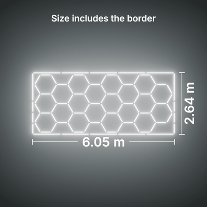 ULTRABEAM LED Light Kit Hex Classic 20-Grid B, Cool Daylight border: its size, measured