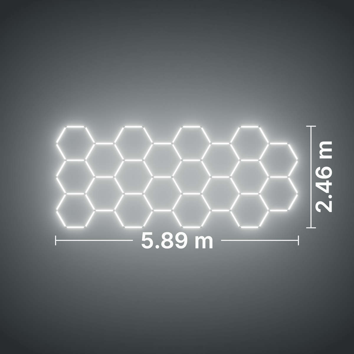 ULTRABEAM LED Light Kit Hex Classic 20-Grid B, no border: its size, measured