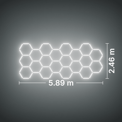 ULTRABEAM LED Light Kit Hex Classic 20-Grid B, no border: its size, measured
