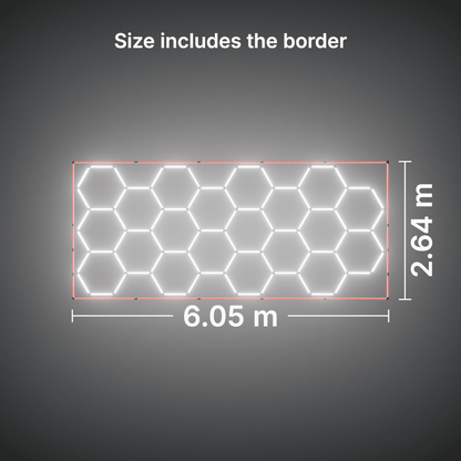 ULTRABEAM LED Light Kit Hex Classic 20-Grid B, Red border: its size, measured