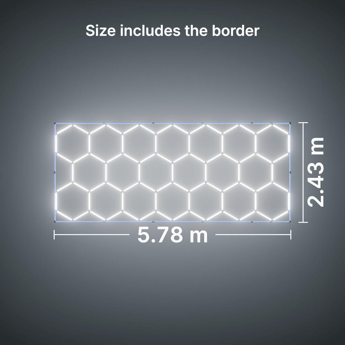 ULTRABEAM LED Light Kit Hex Classic 20-Grid C, Blue border: its size, measured