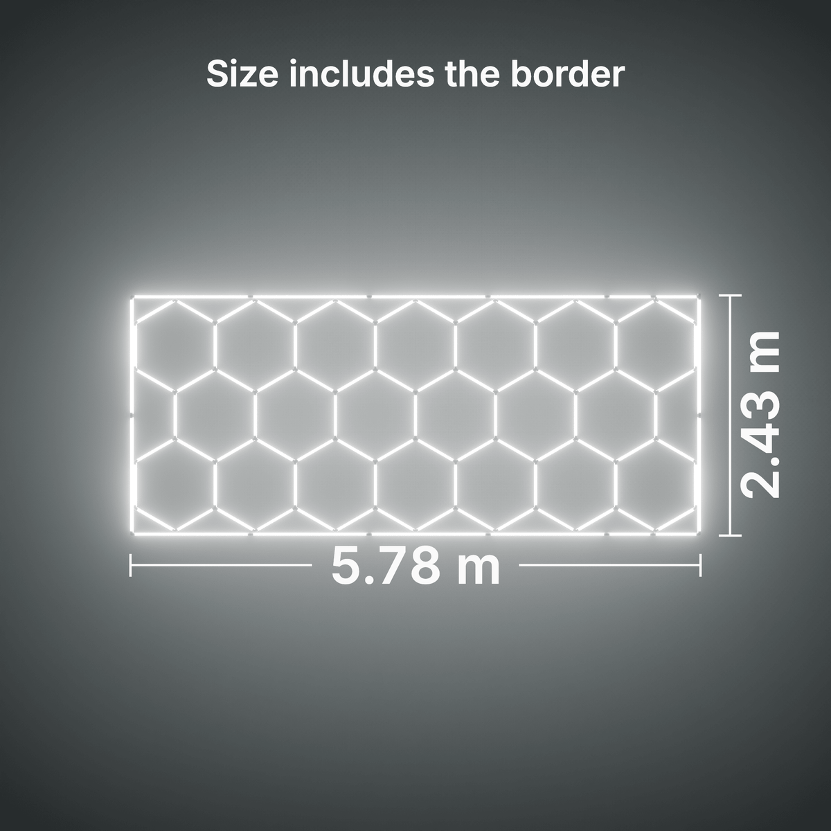ULTRABEAM LED Light Kit Hex Classic 20-Grid C, Cool Daylight border: its size, measured
