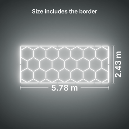 ULTRABEAM LED Light Kit Hex Classic 20-Grid C, Cool Daylight border: its size, measured