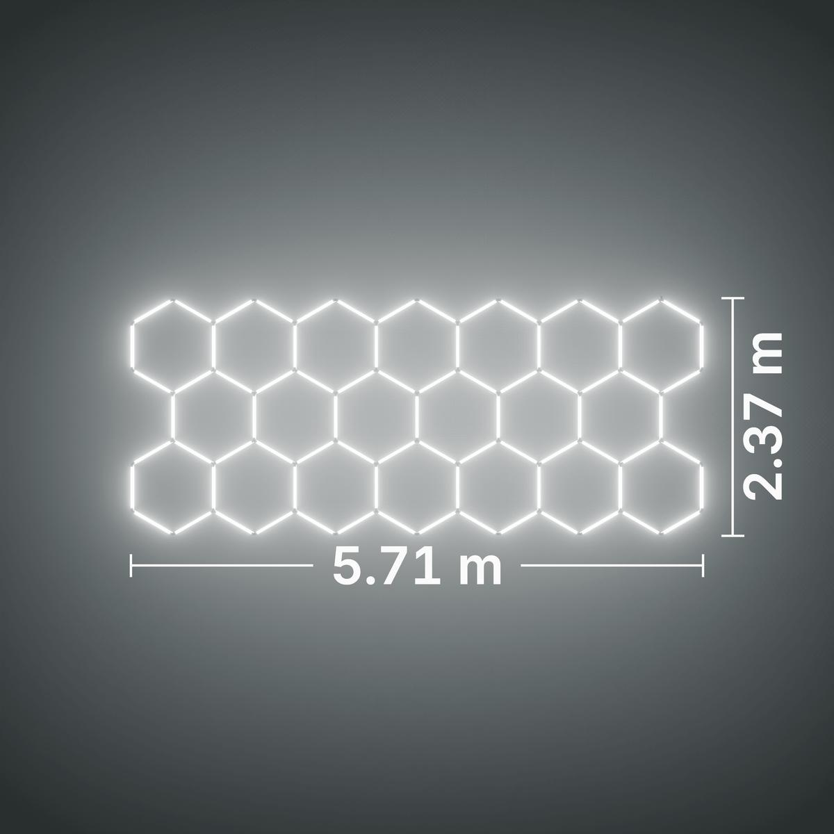 ULTRABEAM LED Light Kit Hex Classic 20-Grid C, no border: its size, measured