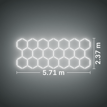 ULTRABEAM LED Light Kit Hex Classic 20-Grid C, no border: its size, measured