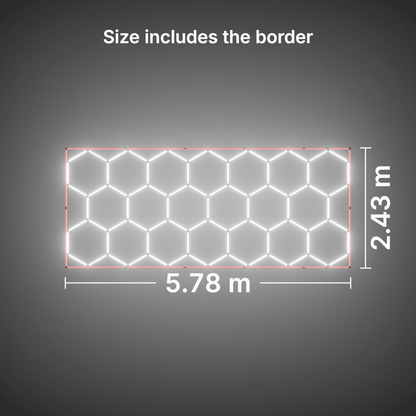 ULTRABEAM LED Light Kit Hex Classic 20-Grid C, Red border: its size, measured