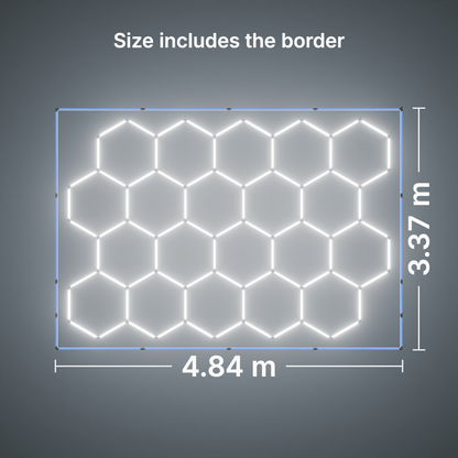 ULTRABEAM LED Light Kit Hex Classic 20-Grid D, Blue border: its size, measured