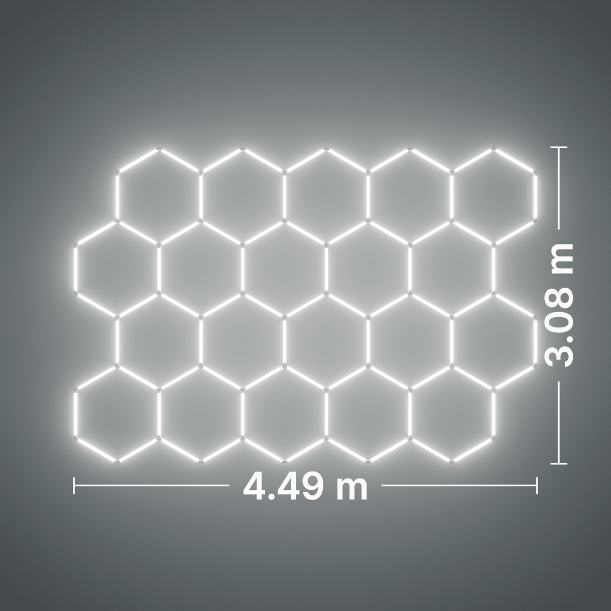 ULTRABEAM LED Light Kit Hex Classic 20-Grid D, no border: its size, measured