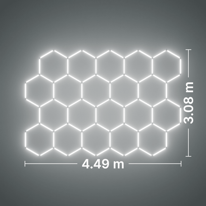 ULTRABEAM LED Light Kit Hex Classic 20-Grid D, no border: its size, measured
