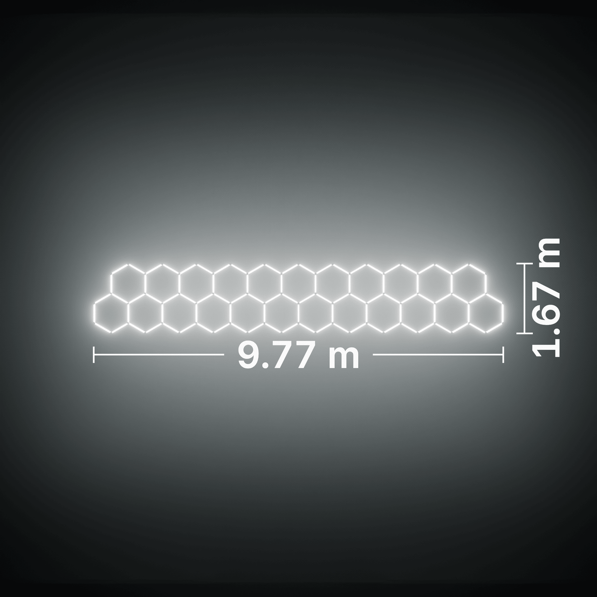 ULTRABEAM LED Light Kit Hex Classic 23-Grid A, no border: its size, measured