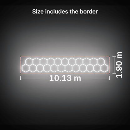 ULTRABEAM LED Light Kit Hex Classic 23-Grid A, Red border: its size, measured