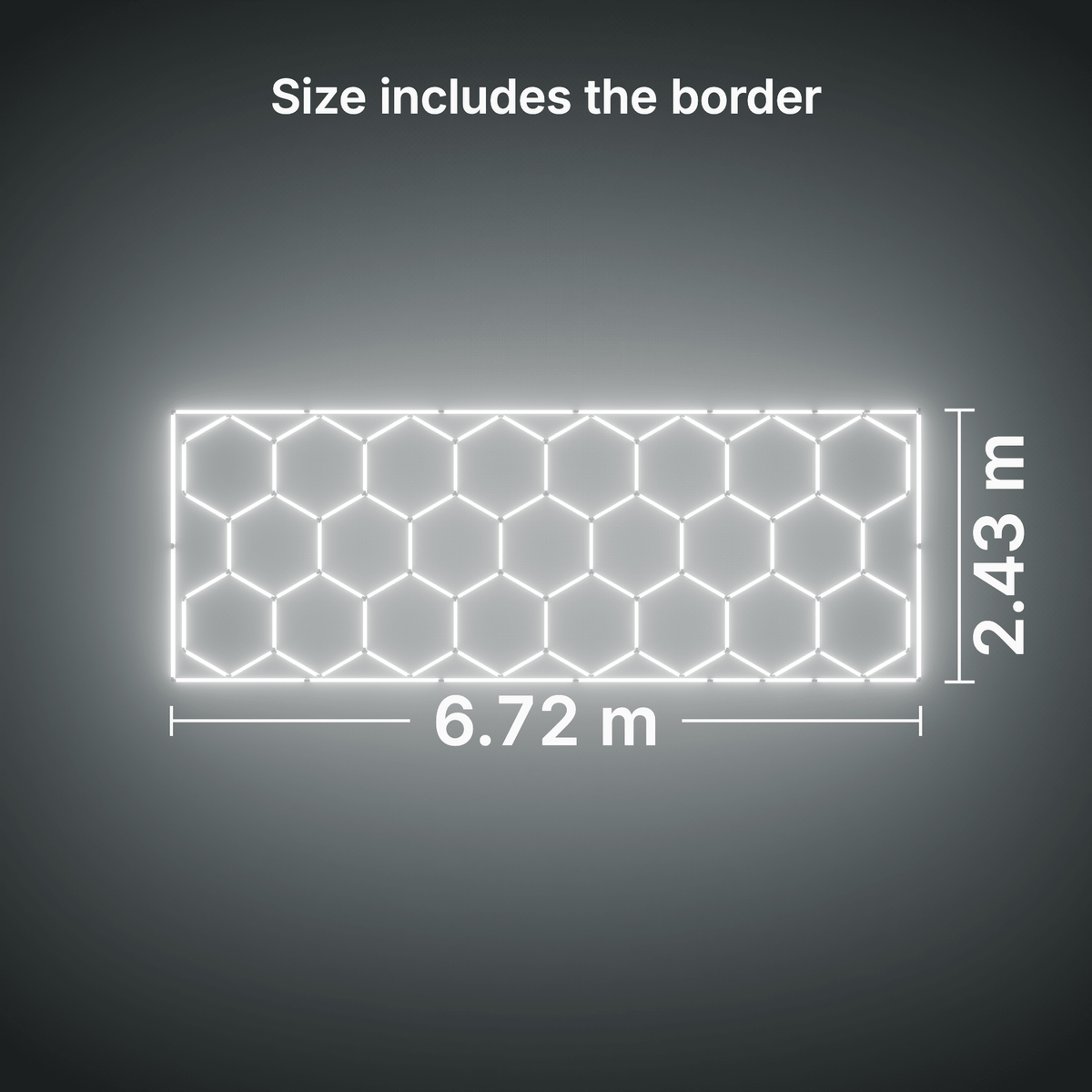 ULTRABEAM LED Light Kit Hex Classic 23-Grid C, Cool Daylight border: its size, measured