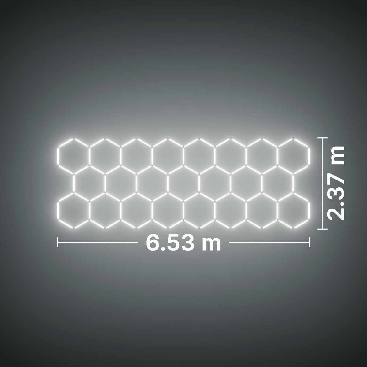 ULTRABEAM LED Light Kit Hex Classic 23-Grid C, no border: its size, measured